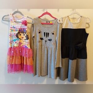 2 Sleeveless Dresses + 1 Long Sleeve Dress Bundle / Size 6, S 6-7, M 7-8
